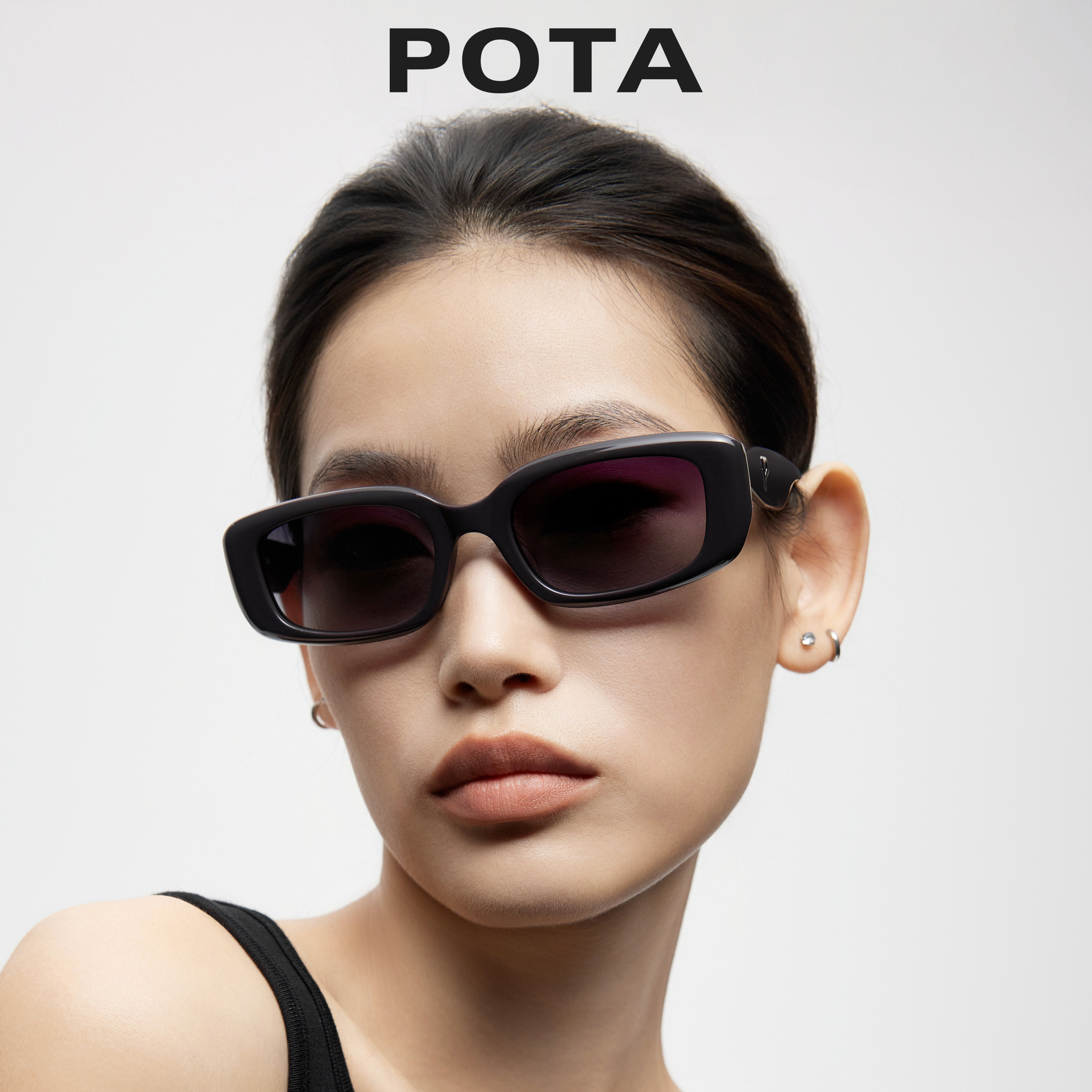 POTA复古方框墨镜女防晒遮阳