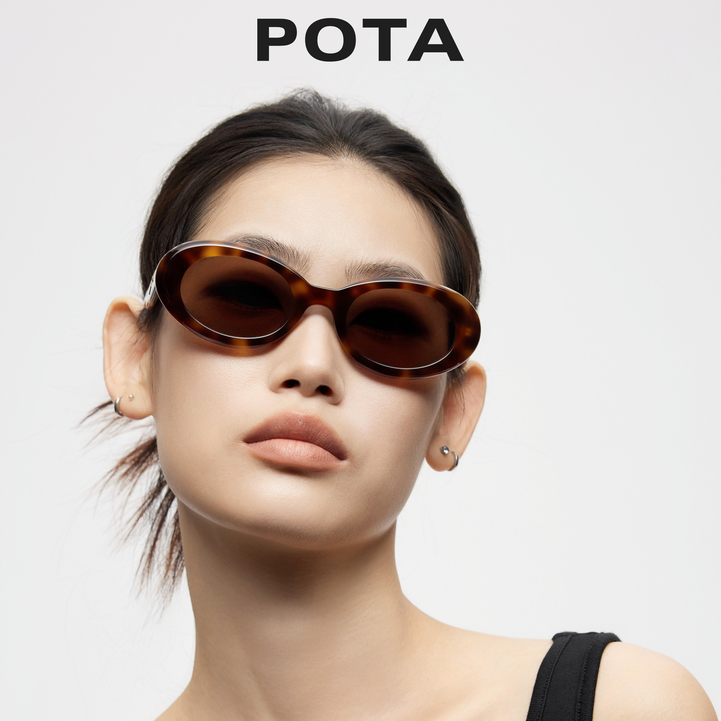 POTA复古椭圆框防晒女款太阳镜