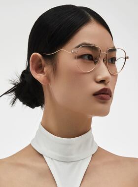 复古纯钛眼镜架 时尚波纹镜腿镶嵌皇冠锆石光学镜素颜镜Mi20314