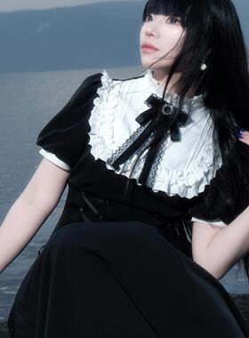 muggle studio 原创设计法式复古夏季气质收腰蕾丝连衣长裙