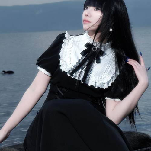 MuggleStudio原创设计黑拼白长裙