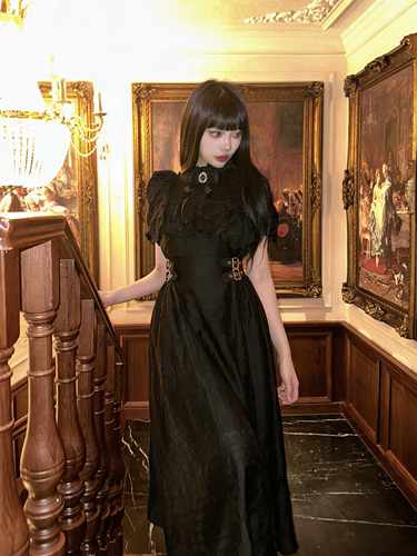 黑道千金天丝暗纹长裙