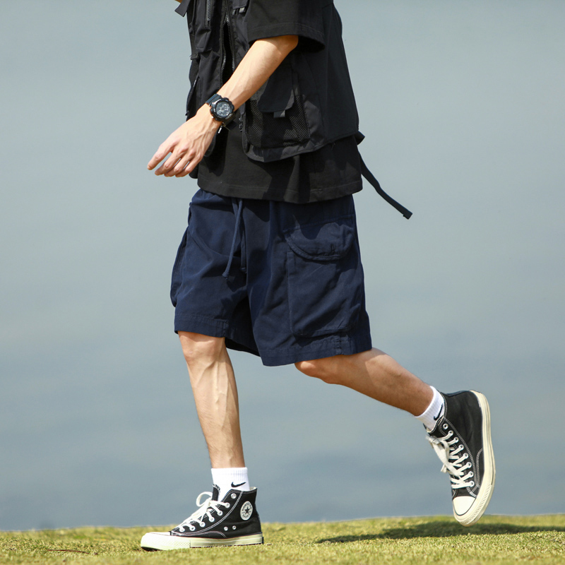 日系复古大口袋工装短裤男2025新款夏季潮牌宽松百搭运动五分中裤