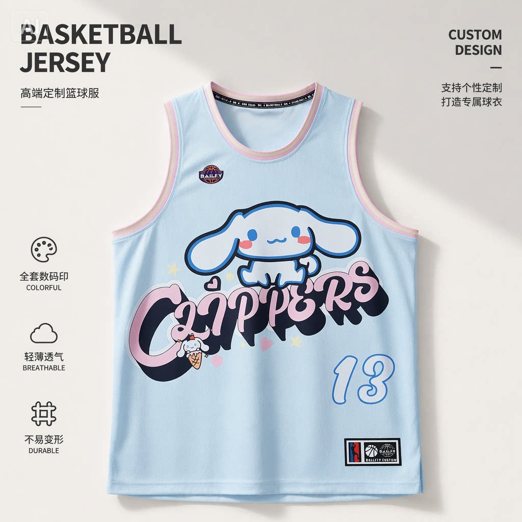 BALLFLY球服定制快船队乔治球衣玉桂狗卡通学生男女比赛篮球队服