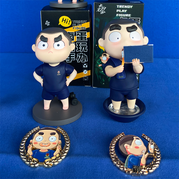 火焰蓝卡通消防员公仔摆件卤蛋手办车载摆件玩偶消防纪念品盲盒