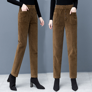 加绒加厚休闲小脚萝卜裤 春秋高腰显瘦长裤 女2025新款 灯芯绒哈伦裤