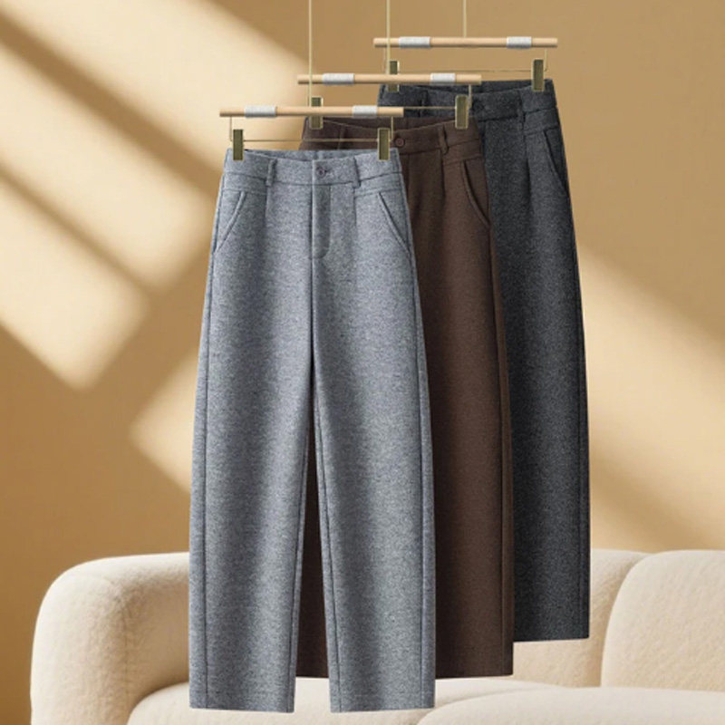 高级感弯刀裤女2025秋冬季高腰宽松休闲直筒裤百搭阔腿加绒裤,女装/女士精品,休闲裤,淘宝优惠券,粉丝福利购,淘宝优惠卷