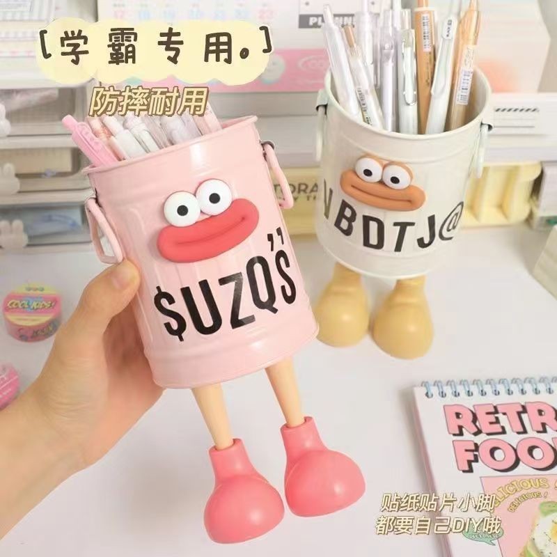 ins高颜值卡通个性笔筒学生桌面办公室大容量可爱简约复古收纳桶