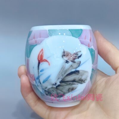 孤品货 双层陶瓷 醴陵釉下五彩手绘作品玉泥瓷省级画师作品