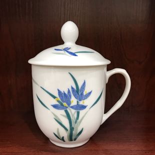 ZDO花色 醴陵釉下五彩瓷杯群力强化瓷容量约350ml 兰草胜利杯居家