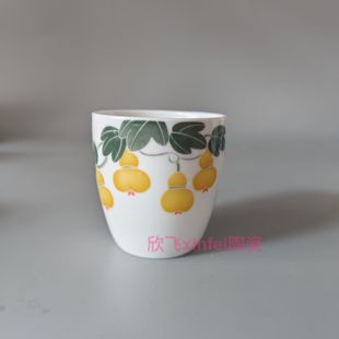 醴陵群力老瓷釉下五彩陶瓷茶杯泡茶杯釉下彩办公杯五福临门200ml