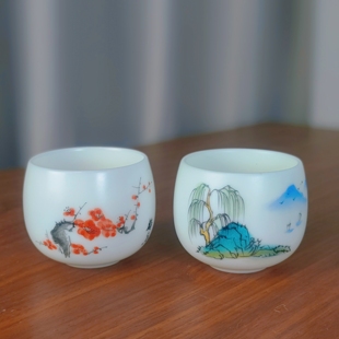 羊脂玉白瓷主人杯陶瓷单杯男女功夫茶杯个人高档品茗杯子130ml