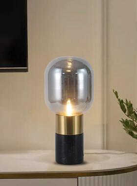 北欧设计师轻奢大理石台灯样板房卧室床头柜创意客厅沙发玻璃台灯