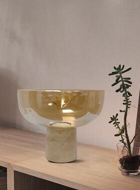 北欧轻奢后现代简约设计师客厅样板房卧室床头书房大理石玻璃台灯