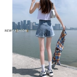 Джинсовая юбка, шорты, летние тонкие модные штаны, коллекция 2023, А-силуэт, свободный крой, высокая талия