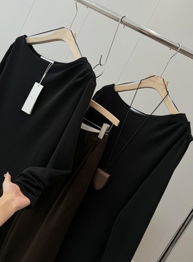 莫代尔面料！软糯好穿～门店600+斜肩褶皱上衣休闲女裙连衣裙R440