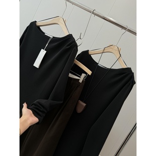 莫代尔面料！软糯好穿～门店600+斜肩褶皱上衣休闲女裙连衣裙R440