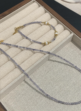 捡漏！清冷感～红人店300+天然极细堇青石项链手链P583