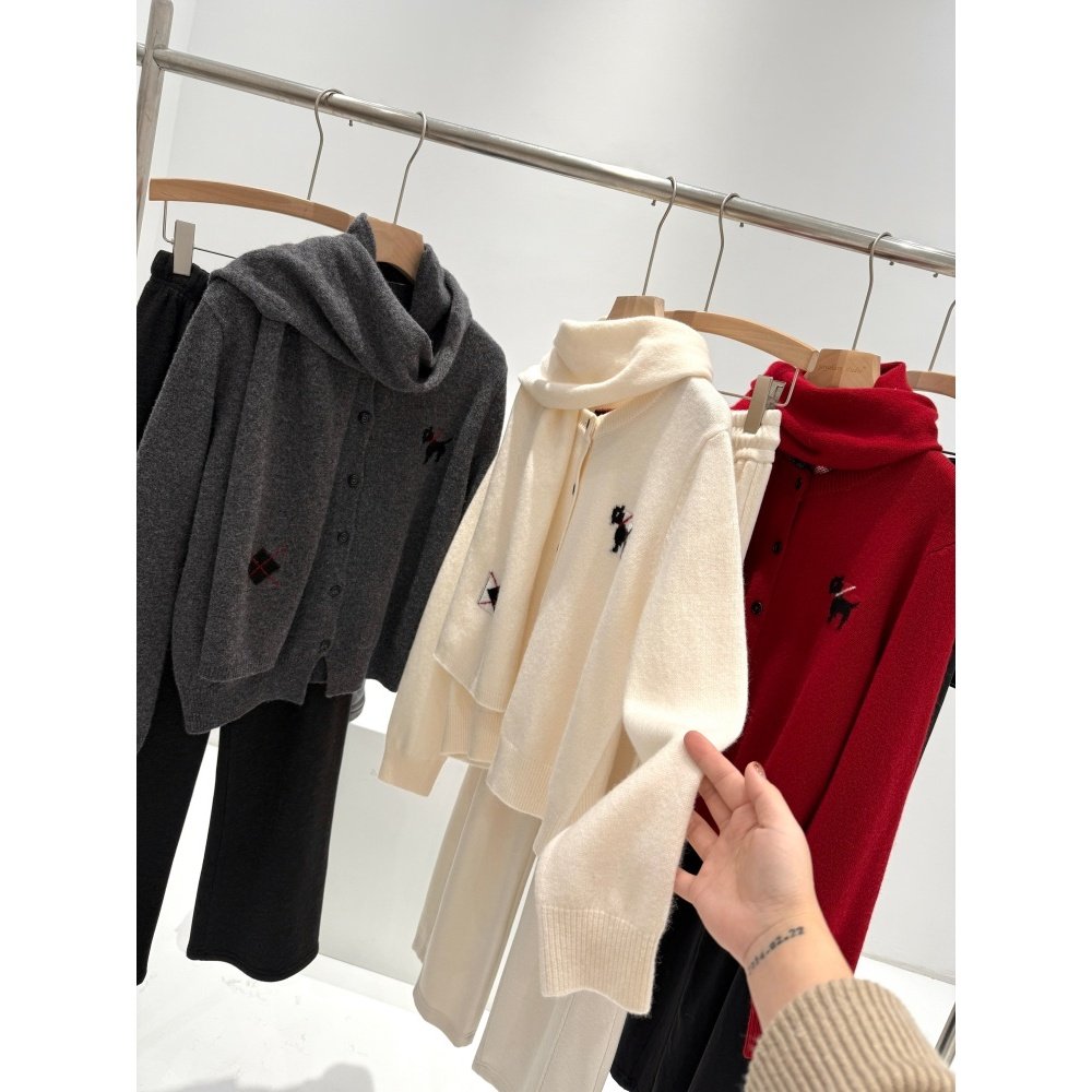 精品单捡漏！100绵羊毛！同品质419+带围巾小狗毛衣开衫Y020,女装/女士精品,毛针织衫,淘宝优惠券,粉丝福利购,淘宝优惠卷