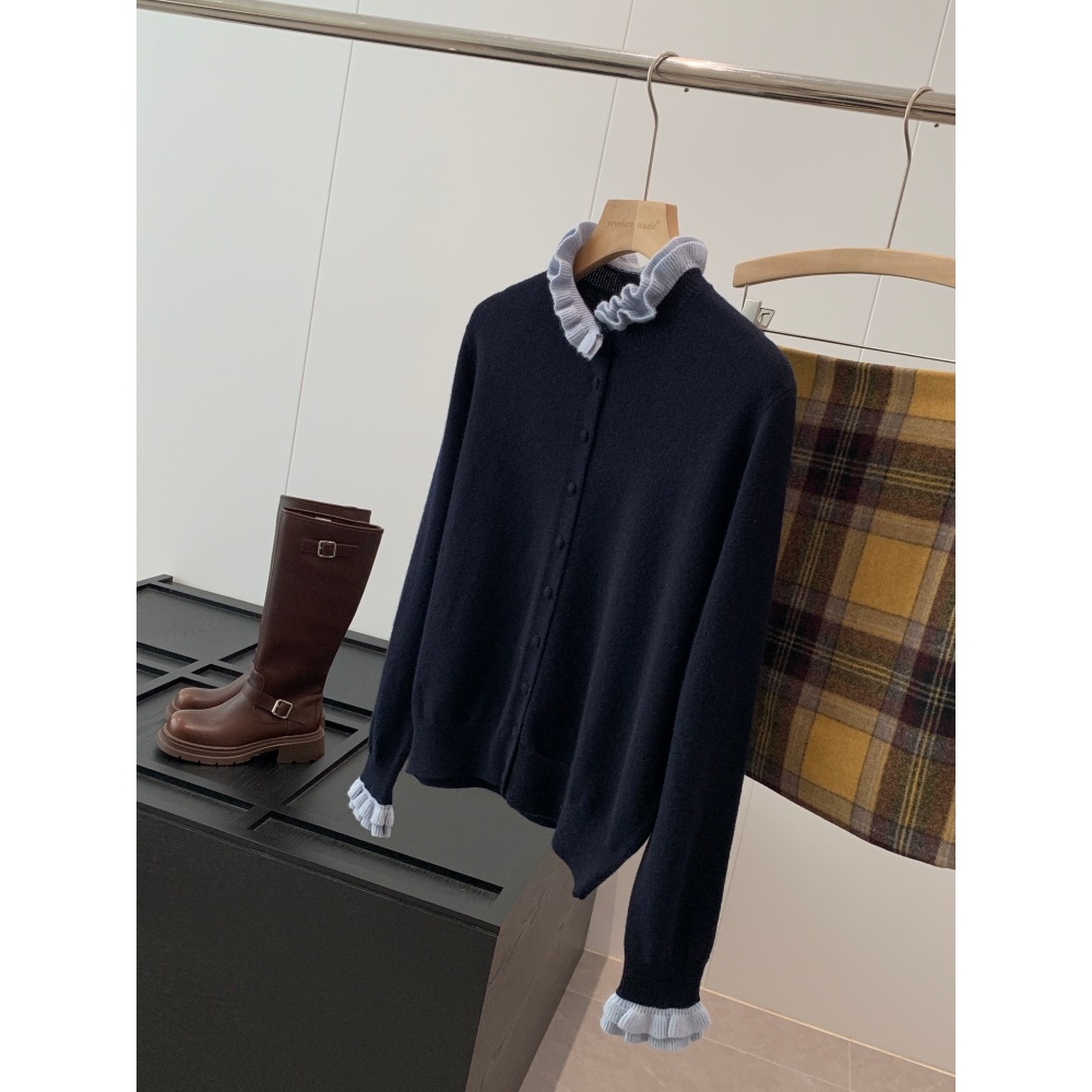 捡漏！100羊毛！红人店330+韩系撞色针织开衫S896