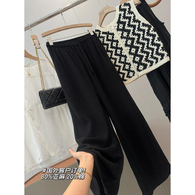 80亚麻！省五百多！非平替～国外商场630+棉麻直筒阔腿休闲裤Q987