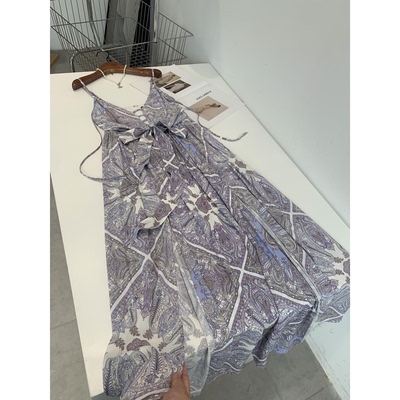 性感浪漫印花吊带裙开叉连衣裙