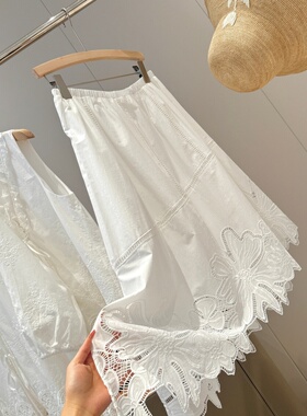 100棉！重工刺绣！商场同品质289+不规则半裙W130