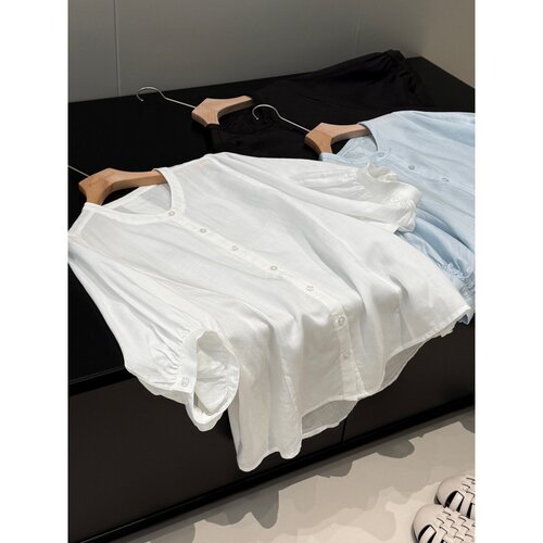 精品单！亚麻+莱赛尔！同品质279+圆领灯笼袖小衫W321