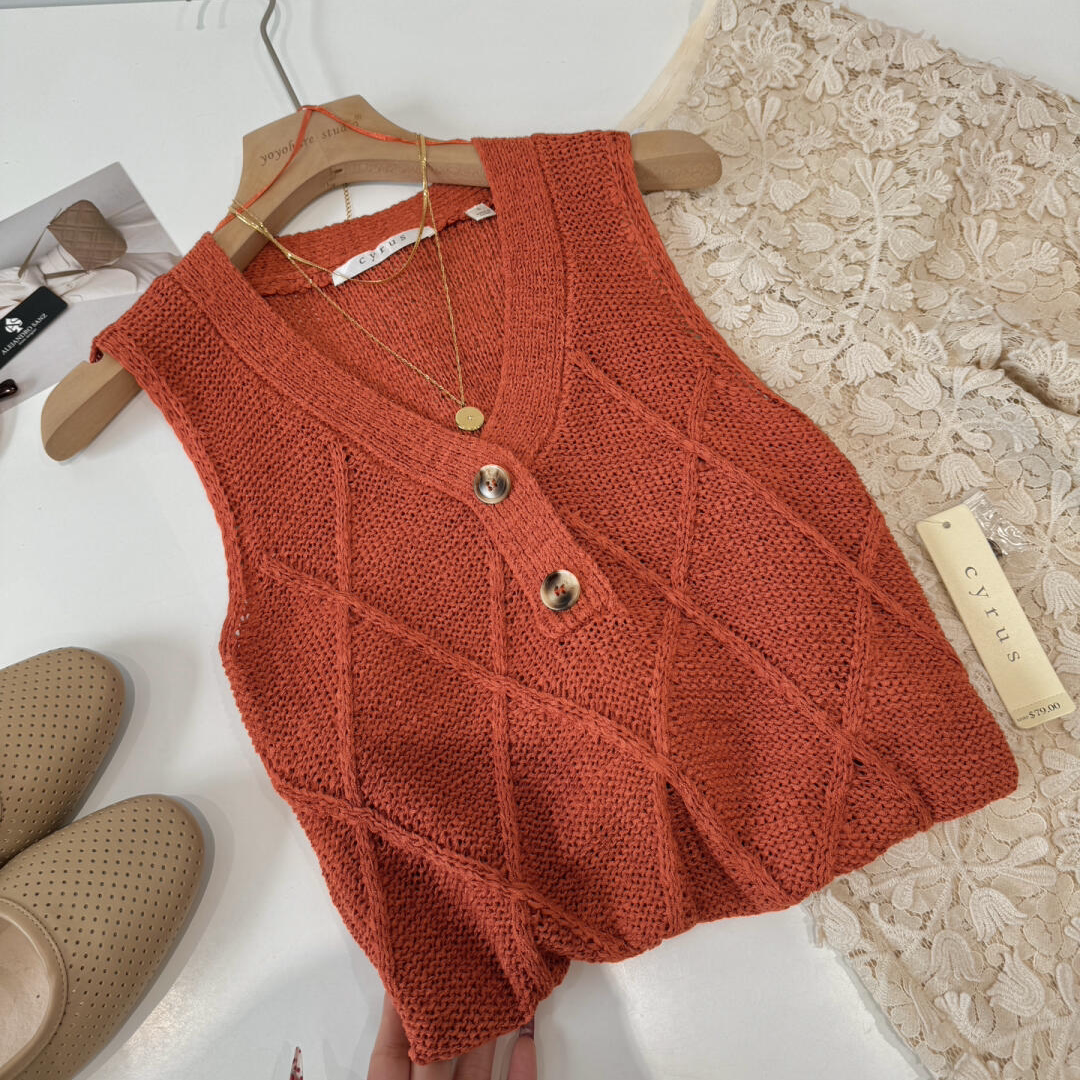 捡漏！淘到国外商场570+针织镂空V领背心P105