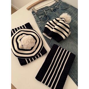 捡漏！淘到国外商场169+条纹撞色针织帽围脖T611