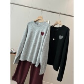 非平替 捡漏 商场229 柜子新款 羊毛混纺爱心撞色针织衫 S581