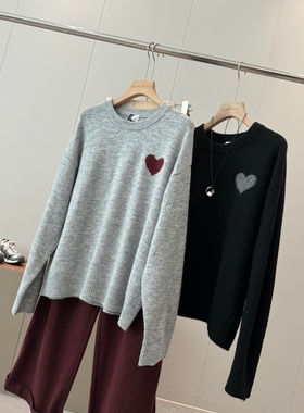 柜子新款！非平替！捡漏！商场229的羊毛混纺爱心撞色针织衫S581