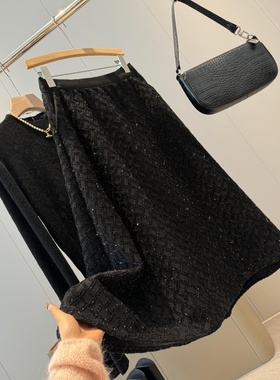 捡漏！加绒款！同品质129+亮丝松紧高腰伞裙T243