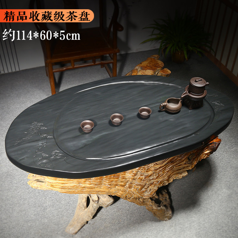 歙砚茶盘精品收藏眉纹原石中国