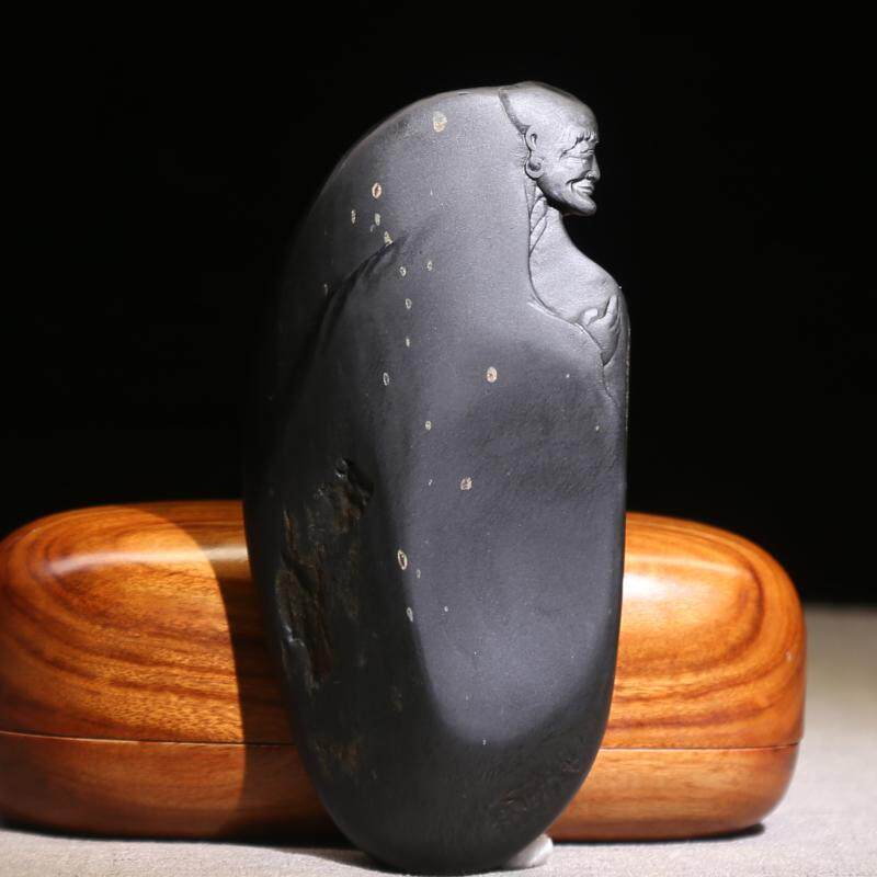 国家非遗 达摩原石砚台 老坑歙砚龙尾山四大名坑金星坑金星眉纹籽料 文房四宝小楷抄经写生砚台端砚成人礼品