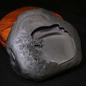 镇店 歙砚老坑少有石材庙前青金星芙蓉溪银皮籽料 原石藏礼品砚台