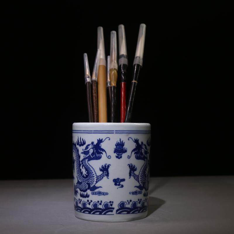 万石君陶瓷青花瓷毛笔笔筒文具笔文房书案摆件礼品办公用品文房四宝