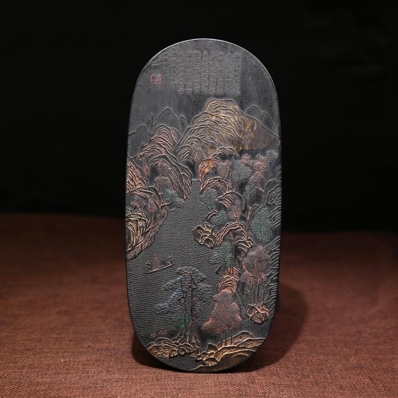 老字号程君房徽墨 九龙山工艺收藏大老墨 古法十八两松烟陈墨文房四宝书画收藏摆件墨条墨锭墨块成人作品用