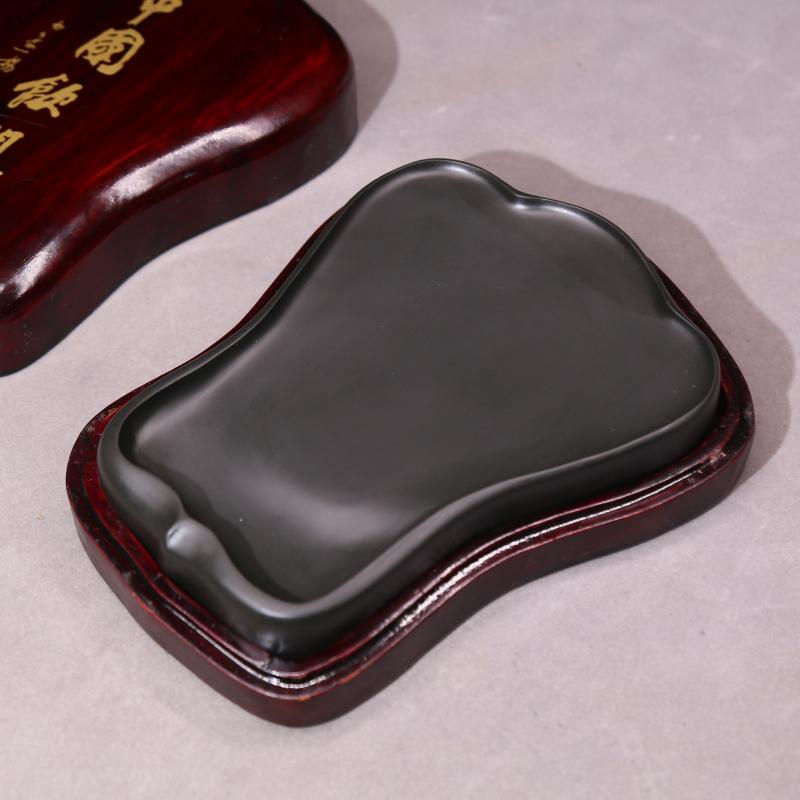 非遗作品《花式素砚》安徽歙砚龙尾山老坑黑龙尾原石砚台8寸素砚文房四宝实用书画礼品砚台成人特价砚非端砚