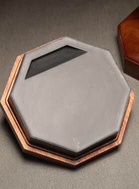 老坑龙潭石歙砚 八卦素砚 非遗匠心砚台孤品 老坑黑龙尾金星原石 文房四宝小楷抄经砚台收藏礼品把玩砚非端砚