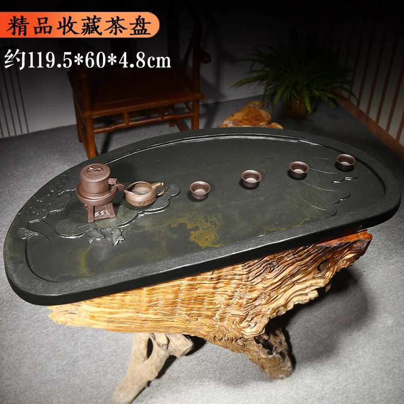 石头茶盘整块歙砚石中式家用砚台