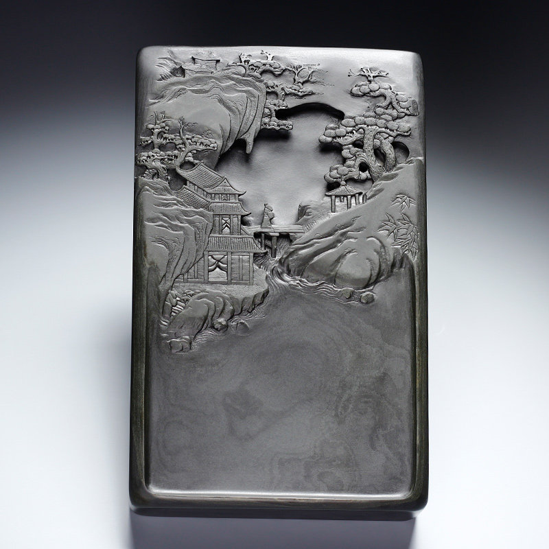 国家非遗老坑砚台寻师问道安徽歙砚天然原石文房四宝书法绘画高档次摆件孤品大师手工磨墨砚台优端砚送礼佳品