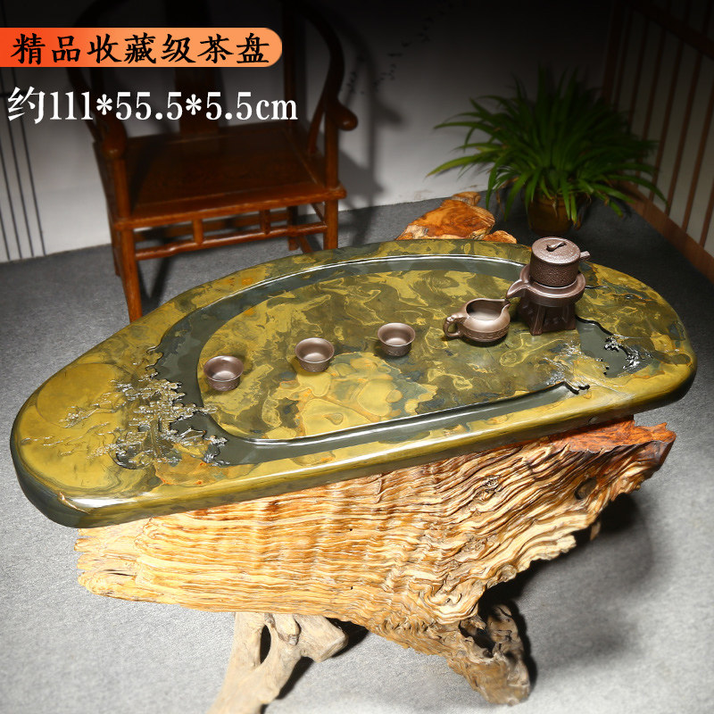 歙砚茶盘精品收藏名师水坑