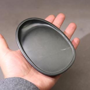 万石君精工手刻砚台 掌中宝腰圆砚 龙尾山老坑罗纹坑光板歙砚 文房四宝小楷抄经砚台行囊砚成人礼品 非端砚