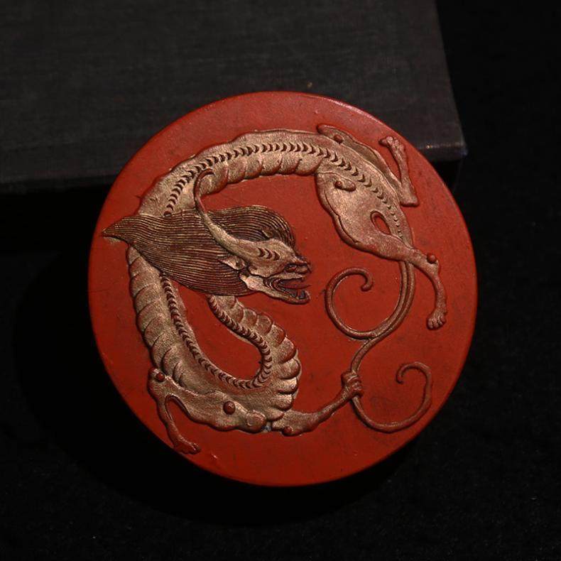 原矿老朱砂墨 麒麟龙 工艺收藏精品墨条墨锭墨块红色摆件礼品徽墨