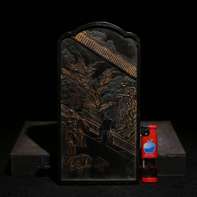 徽墨程君房古法配方墨 春流出峡图 古板老墨条墨锭墨块收藏礼品墨
