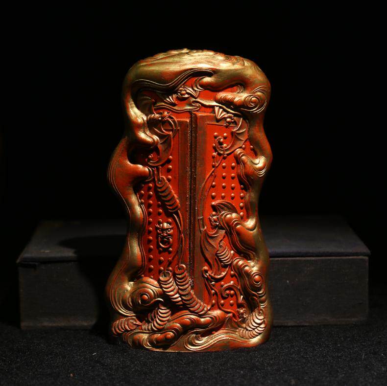 徽墨程君房古法配方墨 岁寒三友 工艺摆件礼品原矿朱砂墨墨条墨锭