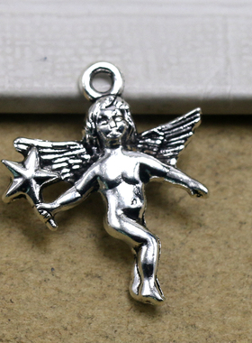 速卖通eBay热销 复古合金星星天使项链吊坠挂件 diy手工 厂家直销