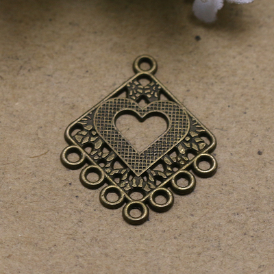 diy花纹爱心连接器挂件吊坠