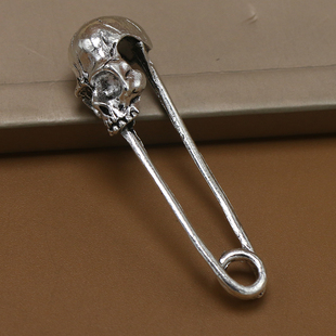 DIY手工材料合金饰品配件 古银色鬼头 骷髅别针扣针耳环吊坠挂件